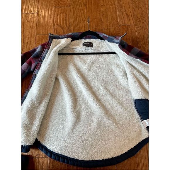 Eddie Bauer plaid Sherpa lined button front shacket xl - Picture 11 of 11